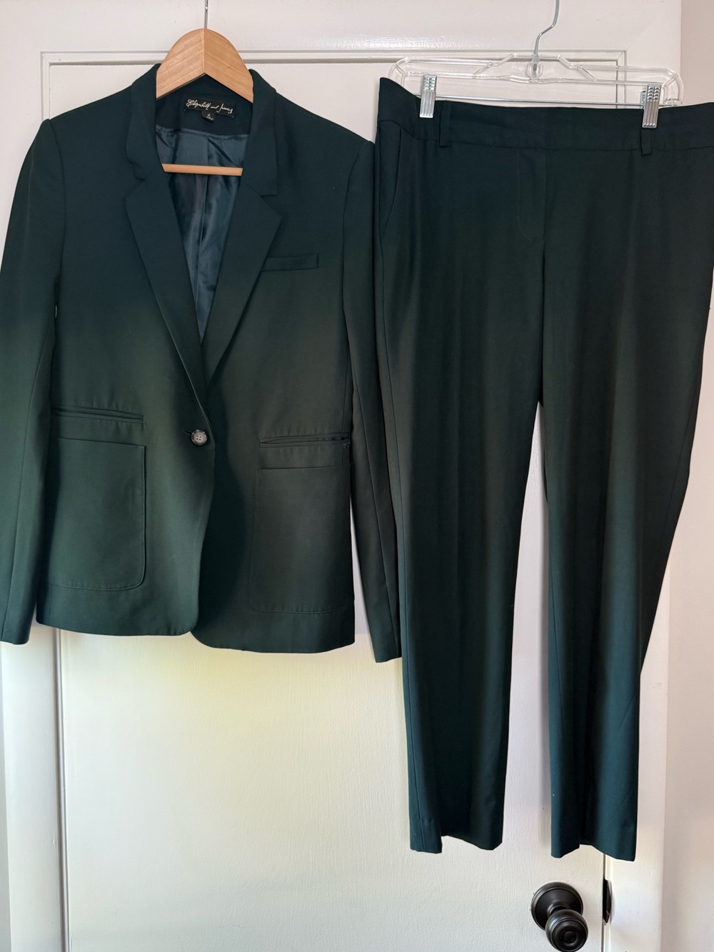 Elizabeth & James Pant Suit Emerald Green Blazer Pants Tailored Classic Academia